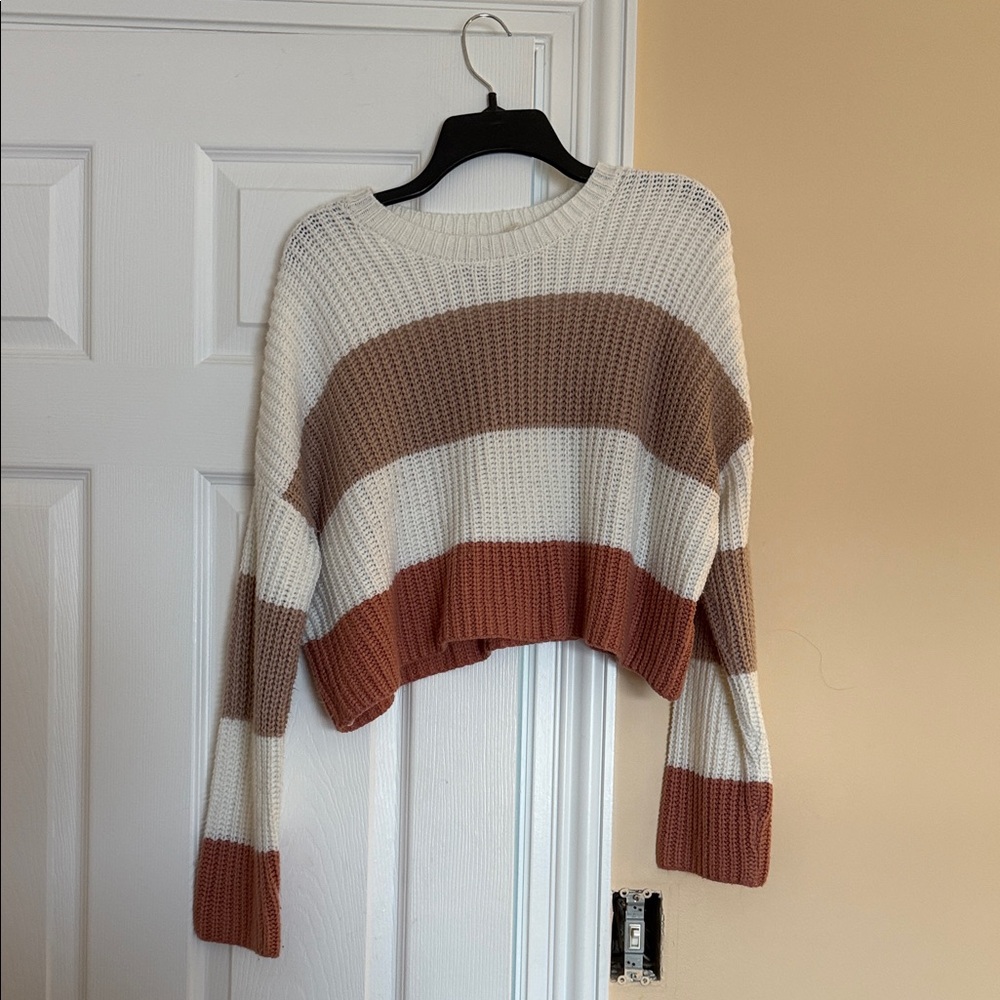 Sincerely Jules Striped Knit Sweater - Cream, Brown, Tan
